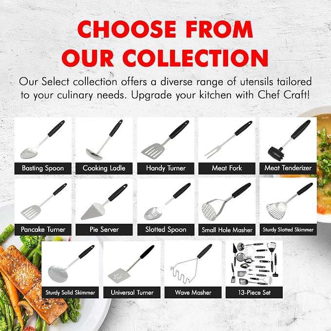 Chef Craft Select Slotted Spoon, 12.75 inch, Stainless Steel - Image 7