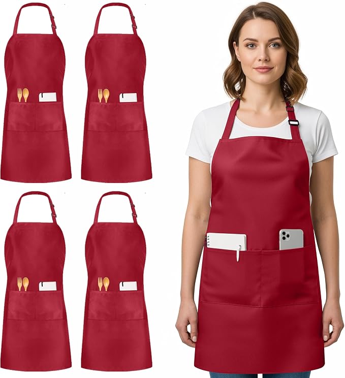 Utopia Kitchen 4 Pack Bib Apron Adjustable by UTOPIAKITCHEN