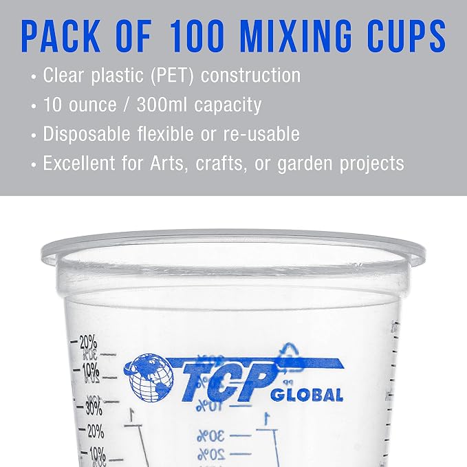 TCP Global 10 oz. Graduated Plastic Mixing Cups - Image 4
