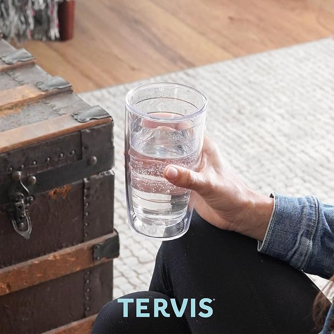 Tervis Clear & Colorful Lidded Made in USA Double Walled Insulated Tumbler Travel Cup Keeps Drinks Cold & Hot, 16oz, Turquoise Lid - Image 9