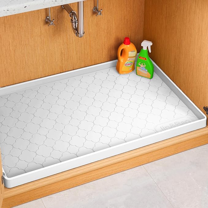 Jin&Bao Waterproof Under Sink Mat 28" x 19", Thick Silicone Mat Cabinet by Jin%26Bao