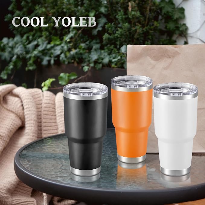 30 oz Tumbler with Lid Stainless Steel Tumblers Bulk Vacuum Insulated Cup Reusable Powder Coated Travel Mug Double Wall Leak Proof Cups Keep Cold Drinks for 12 Hours Orange, Set of 4 - Image 5