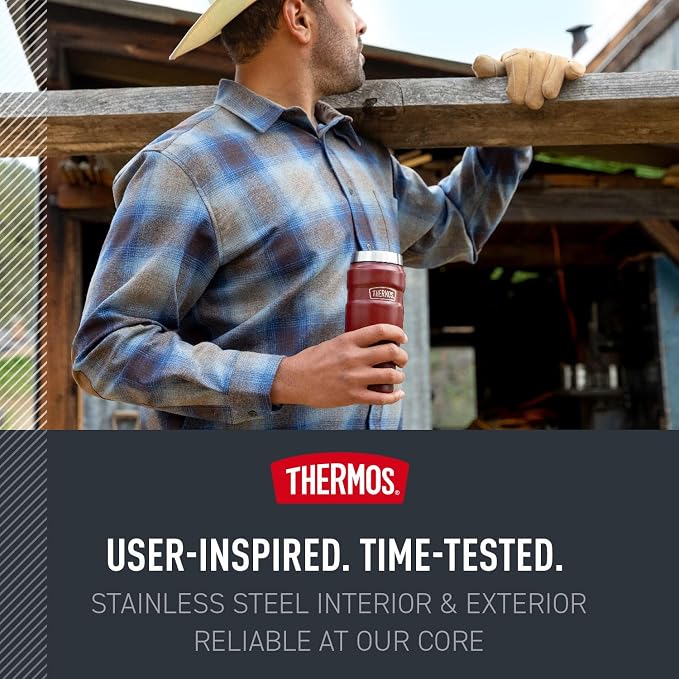 THERMOS Stainless King Vacuum-Insulated Stainless Steel Tumbler - 16oz, Rustic Red - Insulated Coffee Tumbler for Hot & Cold Drinks - Leak-Proof & Sweat-Proof for Commuting & Traveling - Image 5
