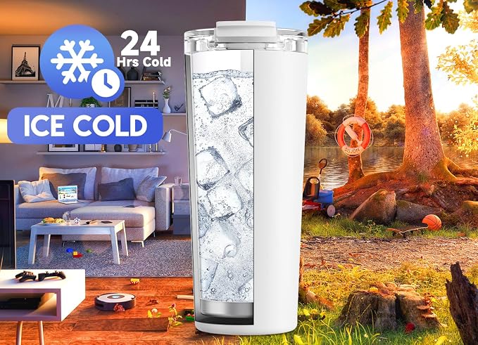 Meoky 24 oz Travel Coffee Mug with Leak-proof Lid, Stainless Steel Insulated Coffee Tumbler, Keeps Hot for 8 Hours or Cold for 24 Hours, Fits in Car Cup Holder (Ivory) - Image 4