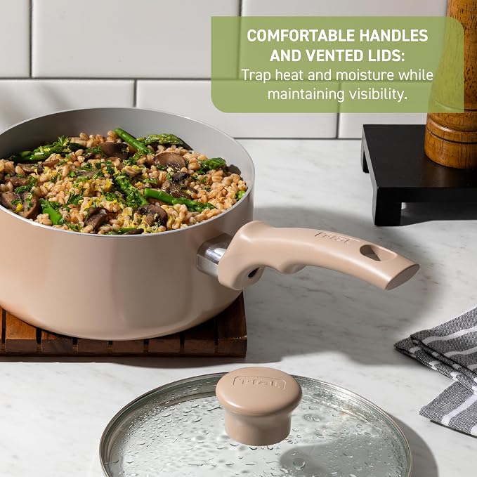 T-Fal Refresh Ceramic Nonstick Cookware Set, 12-Piece Ceramic Pots and Pans Set - Image 5