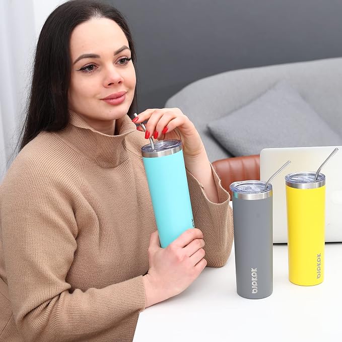 BJPKPK 20 oz Skinny Tumbler Stainless Steel Insulated Slim Straight Sublimation Coffee Tumblers Thermal Cup With Lid,Red - Image 6