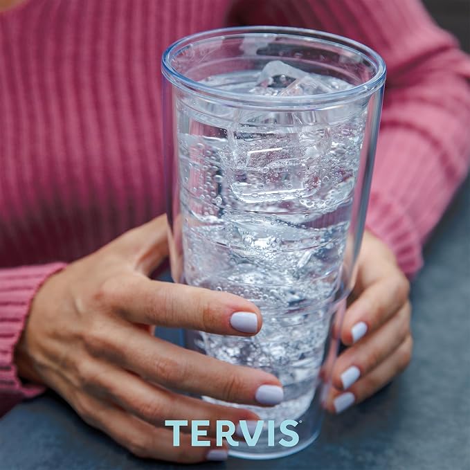 Tervis Made in USA Double Walled Clear & Colorful Lidded Insulated Tumbler Cup Keeps Drinks Cold & Hot, 24oz, Navy Lid - Image 6